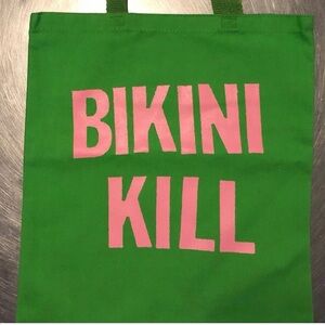 Limited Edition Bikini Kill Green and Pink Tote Bag. Only 300 printed.